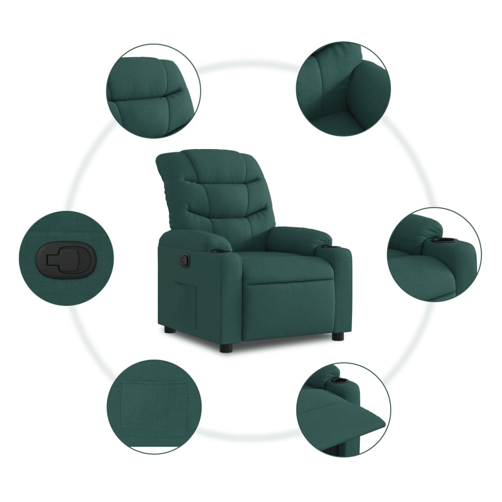 Fauteuil de relaxation tissu vert foncé