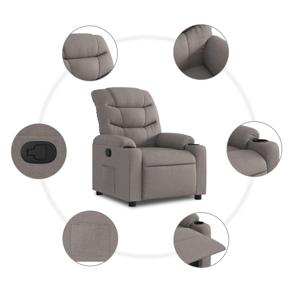 Fauteuil relax tissu taupe