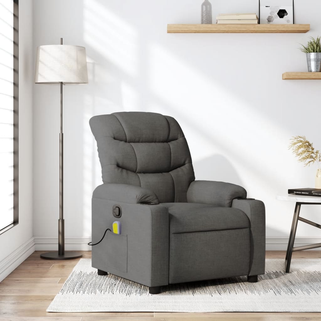 Fauteuil de massage tissu gris foncé