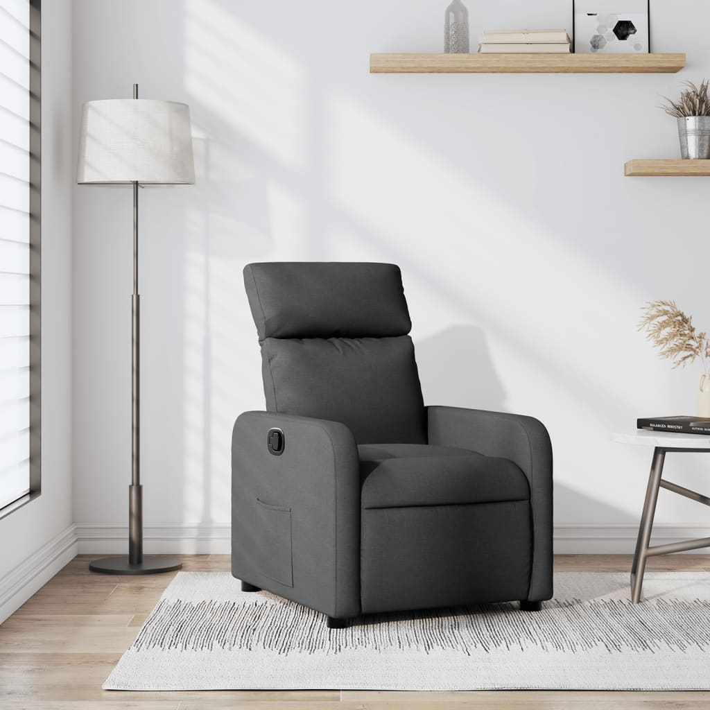 Fauteuil de relaxation tissu gris foncé