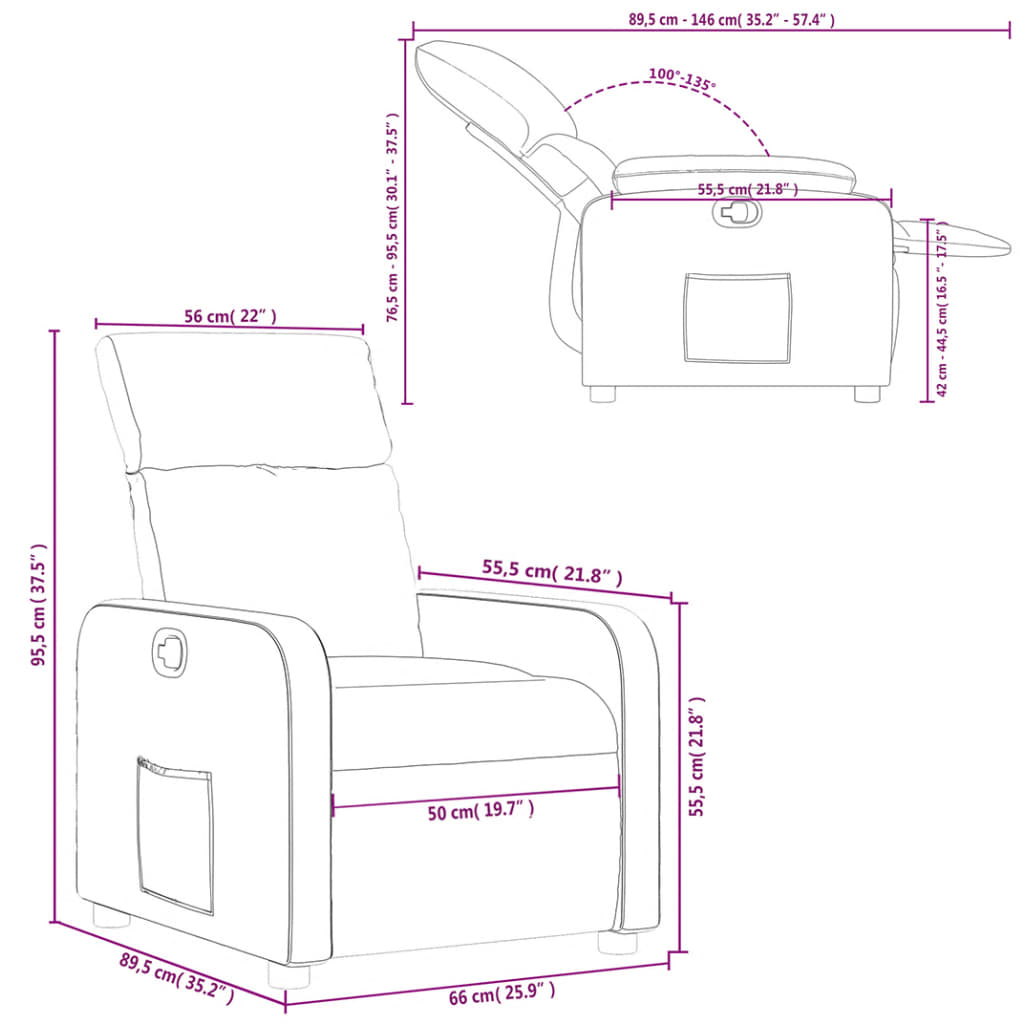 Fauteuil de relaxation tissu marron foncé