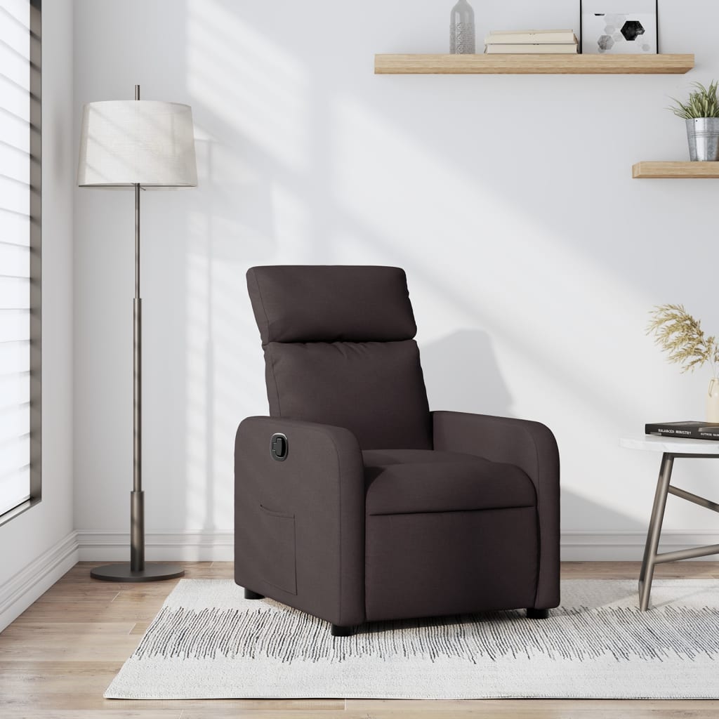 Fauteuil de relaxation tissu marron foncé