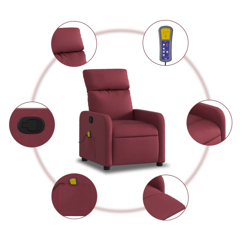 Fauteuil de massage tissu rouge vin