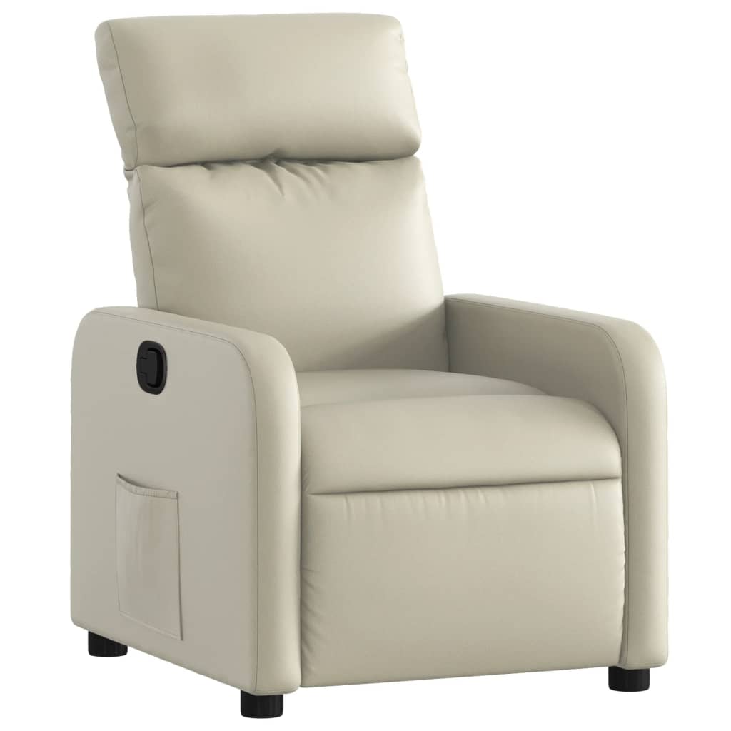 Fauteuil de relaxation simili cuir crème