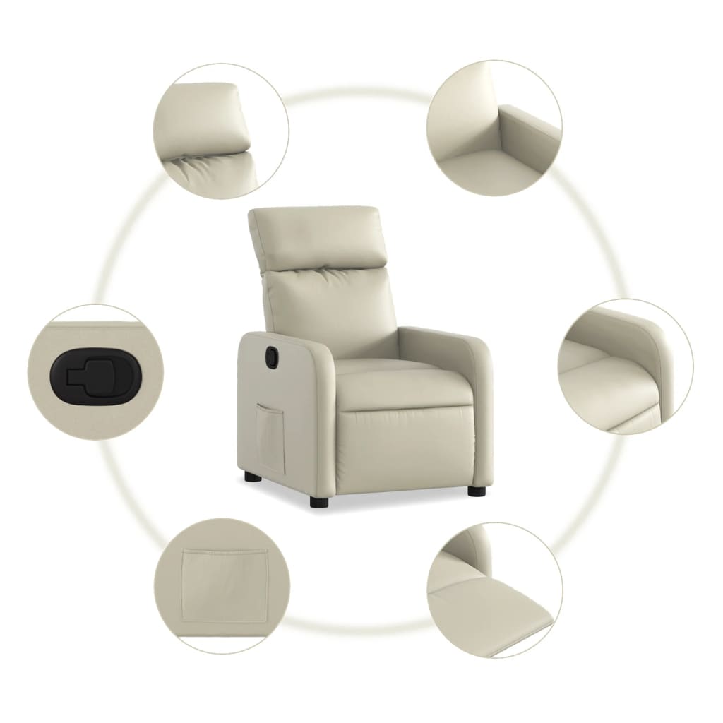 Fauteuil de relaxation simili cuir crème