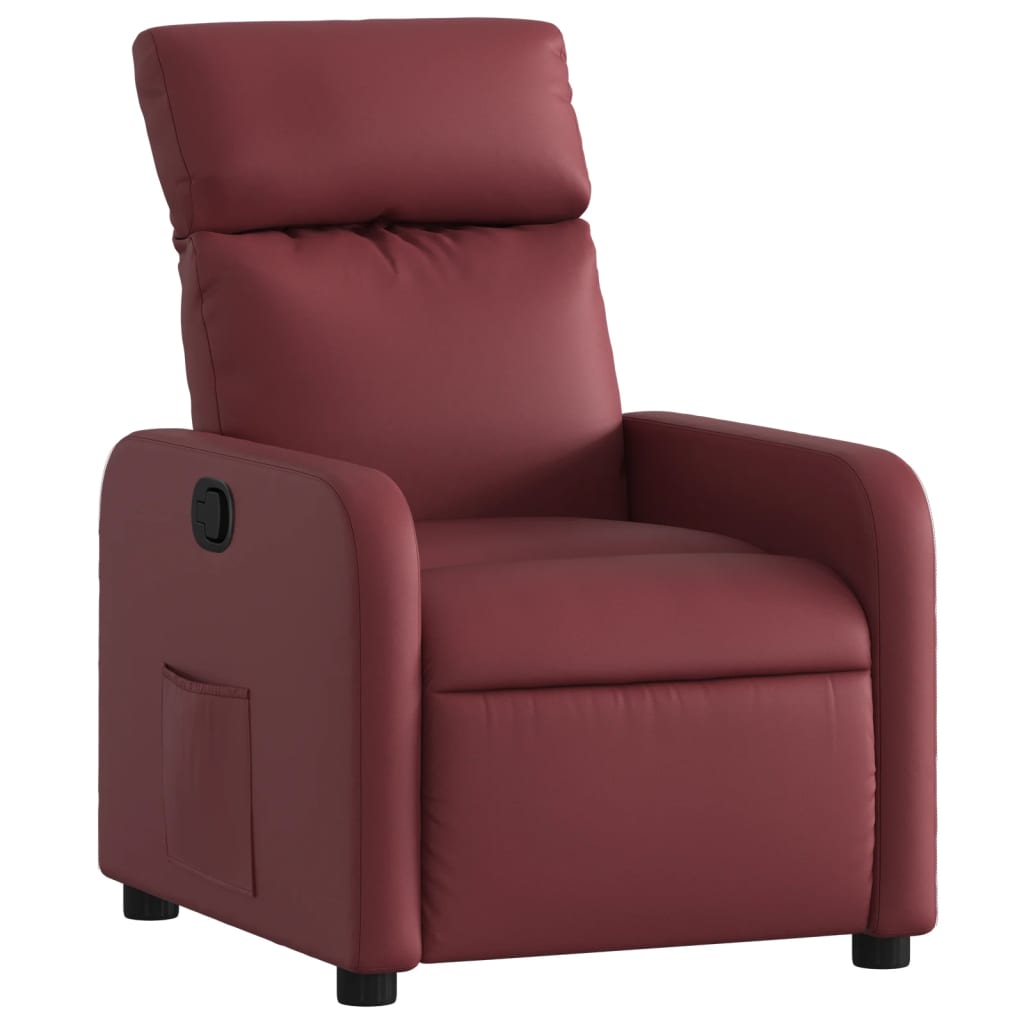 Fauteuil de relaxation simili cuir rouge vin