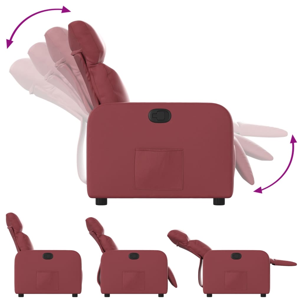 Fauteuil de relaxation simili cuir rouge vin