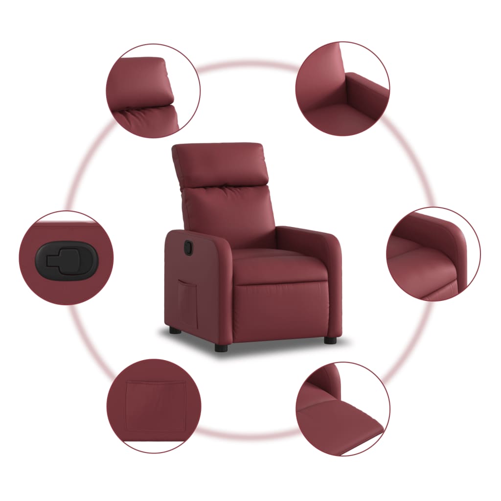 Fauteuil de relaxation simili cuir rouge vin