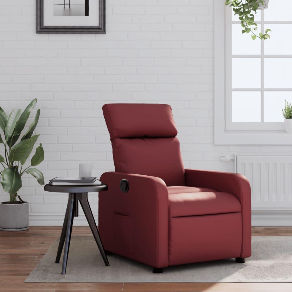 Fauteuil de relaxation simili cuir rouge vin