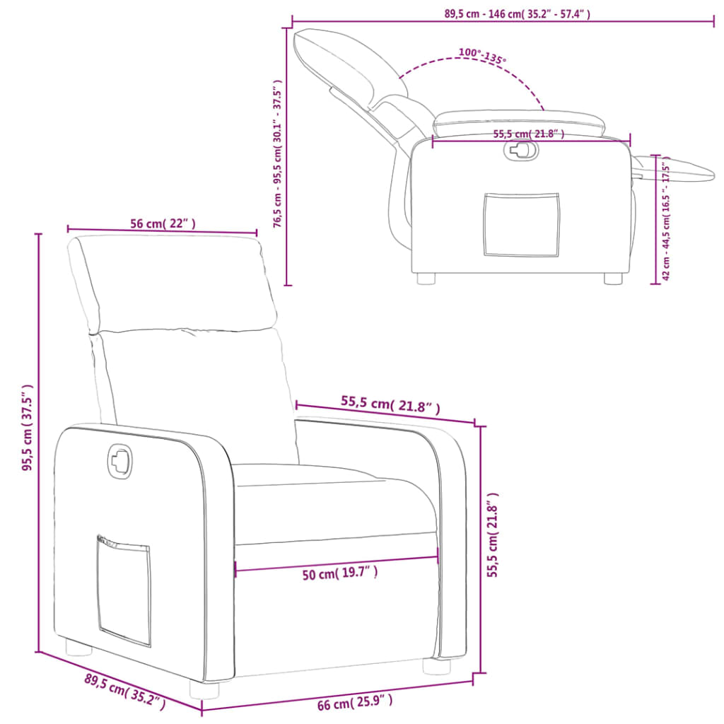 Fauteuil de relaxation simili cuir marron cappuccino