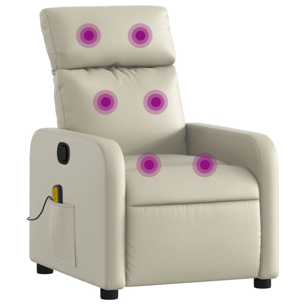 Fauteuil de massage simili cuir crème