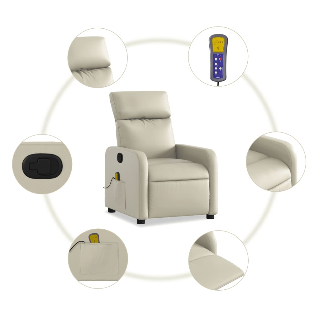 Fauteuil de massage simili cuir crème