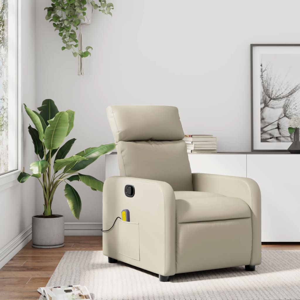 Fauteuil de massage simili cuir crème