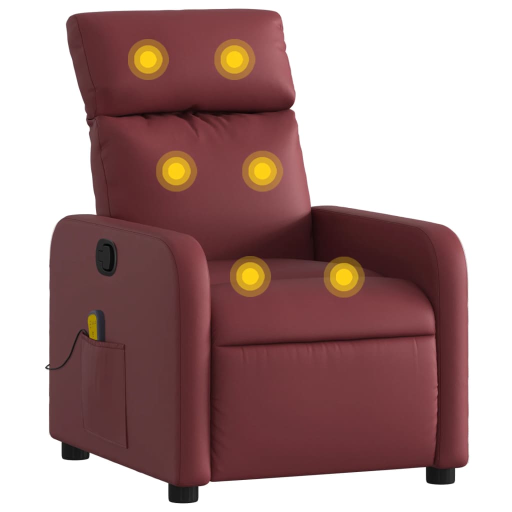 Fauteuil de massage simili cuir rouge vin