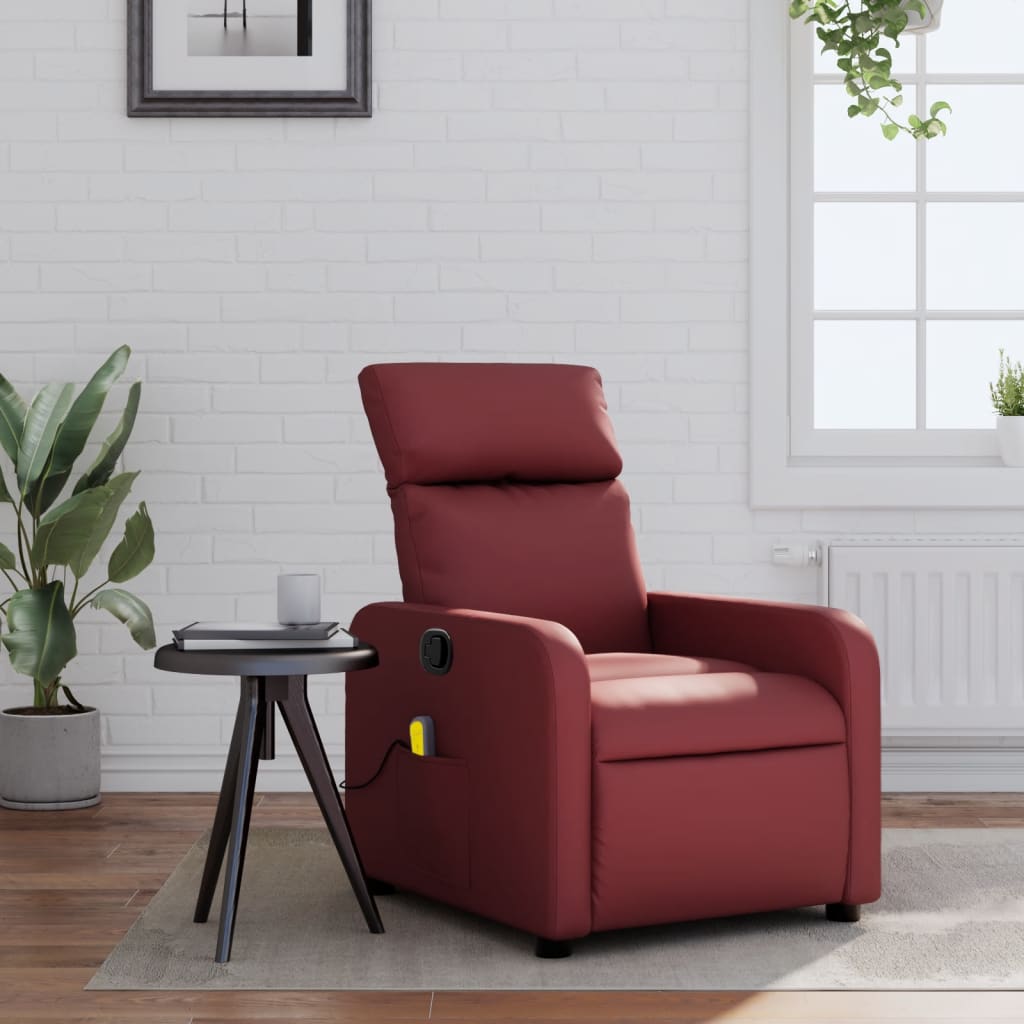 Fauteuil de massage simili cuir rouge vin