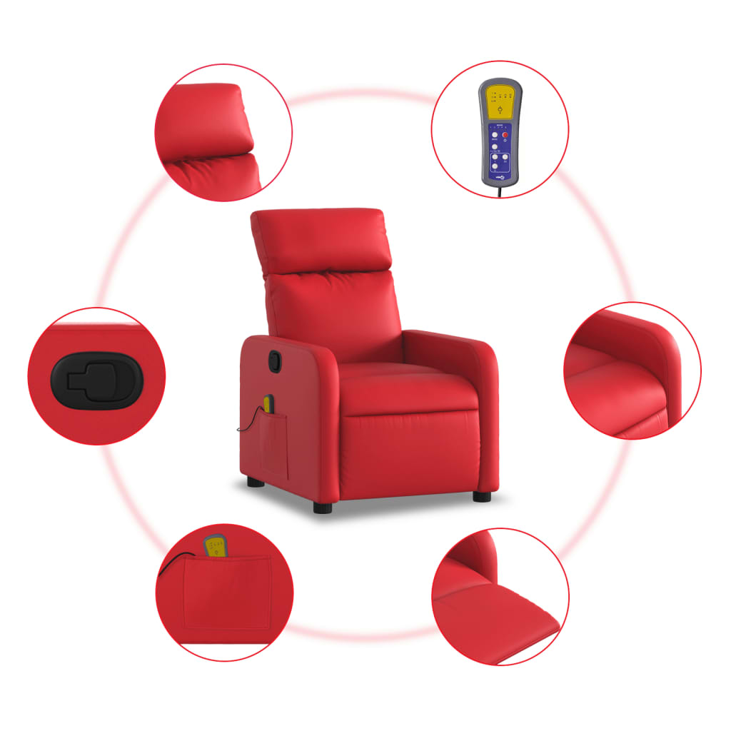 Fauteuil de massage simili cuir rouge