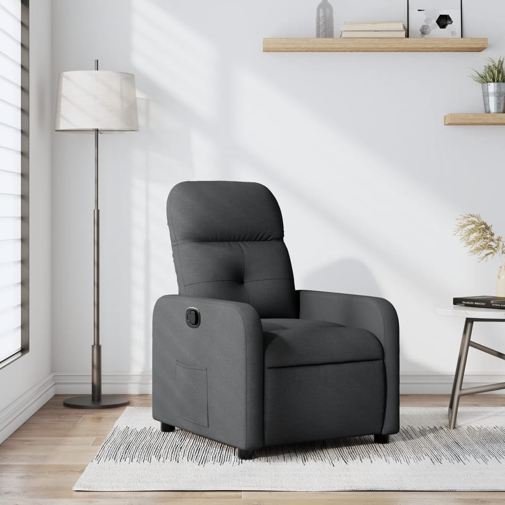 Fauteuil de relaxation tissu gris foncé