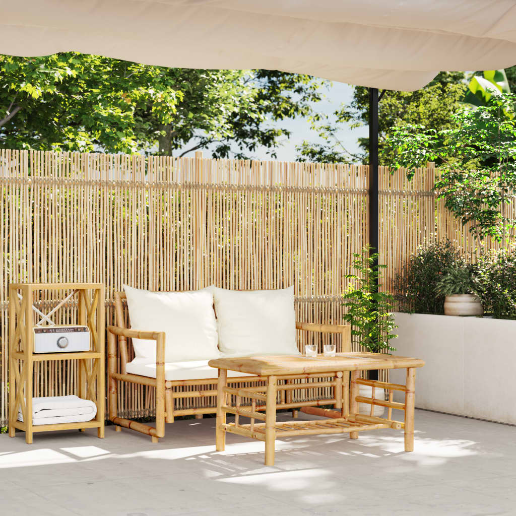 2-teiliges Gartensofa-Set mit Kissen Bambus