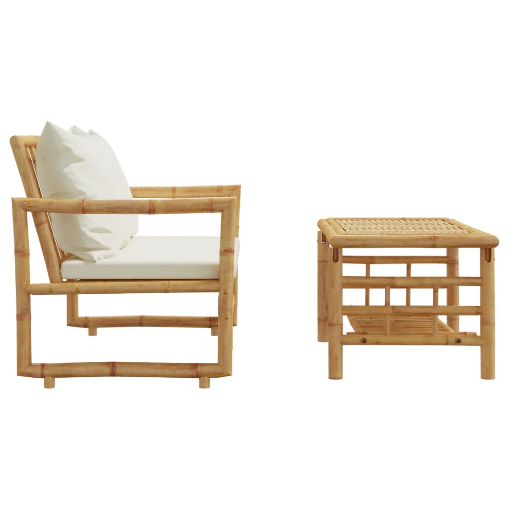 2-teiliges Gartensofa-Set mit Kissen Bambus