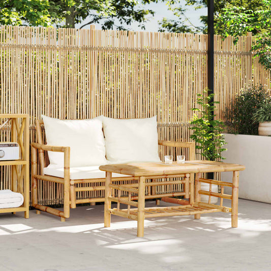 2-teiliges Gartensofa-Set mit Kissen Bambus