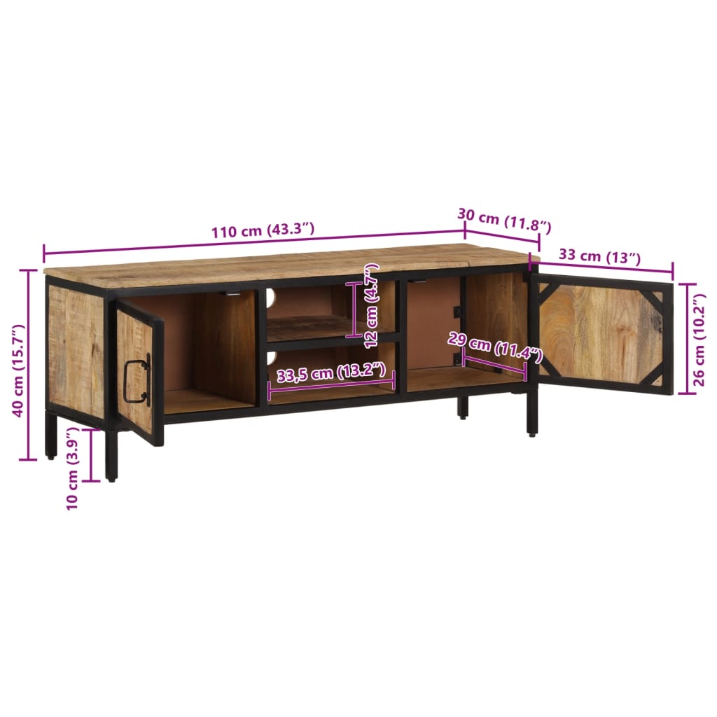 TV-Schrank 110x30x40 cm Massivholz Mango