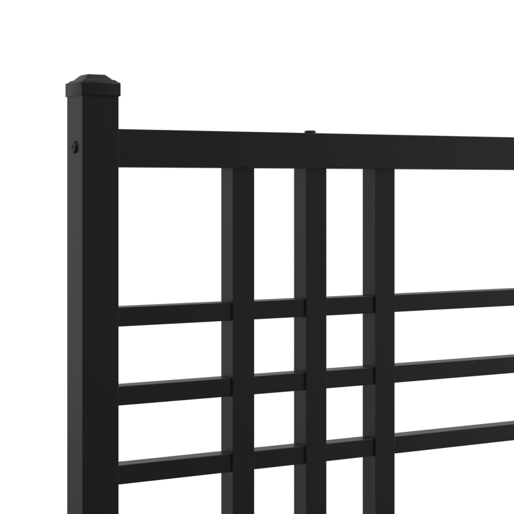 Bed frame with headboard metal black 75x190 cm