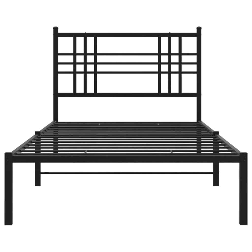 Bed frame with headboard metal black 90x190 cm