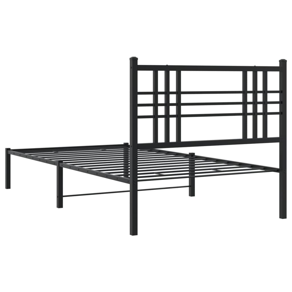 Bed frame with headboard metal black 90x190 cm
