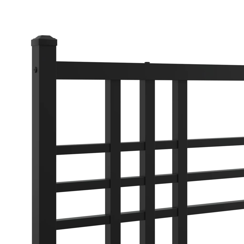 Bed frame with headboard metal black 90x200 cm