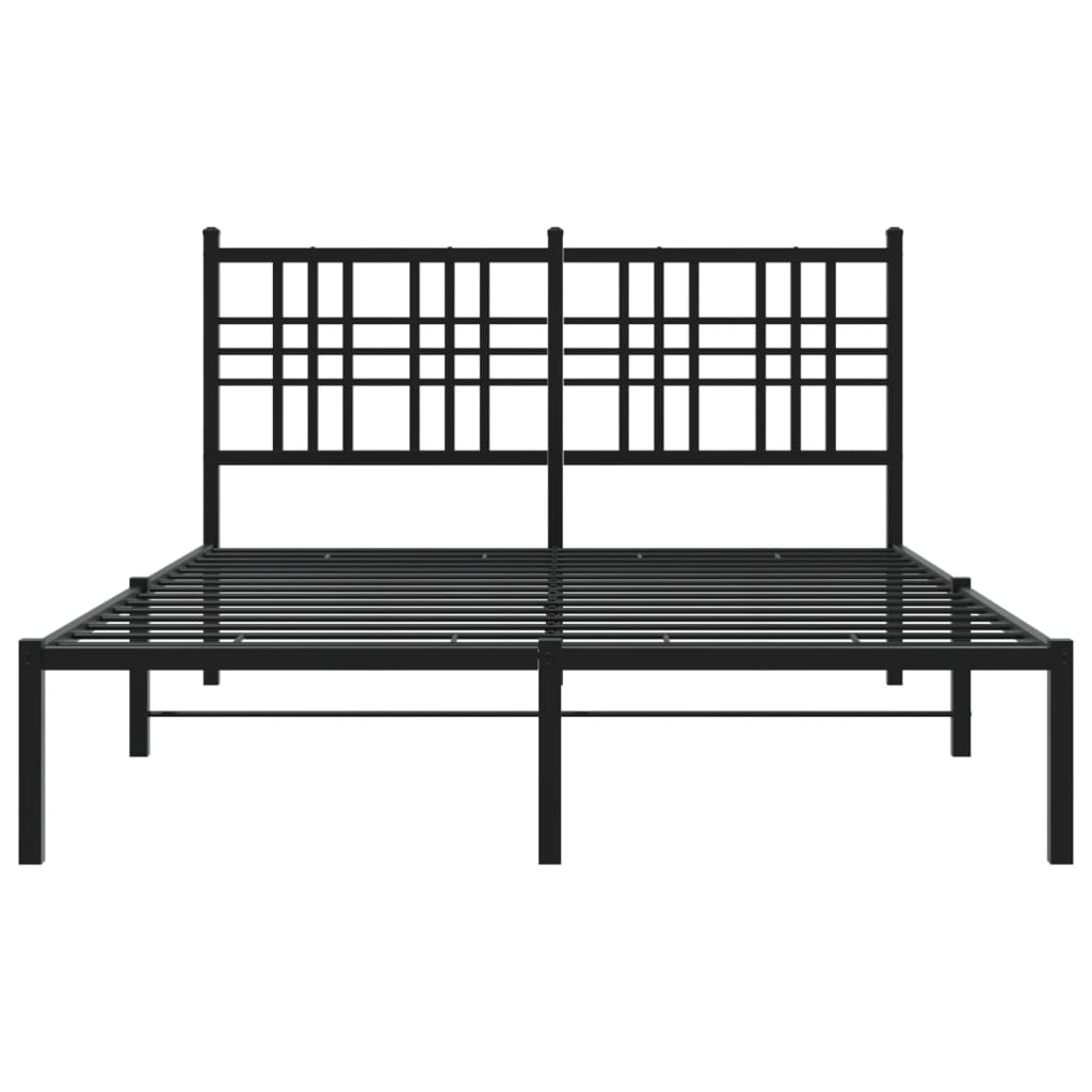 Bed frame with headboard metal black 120x190 cm