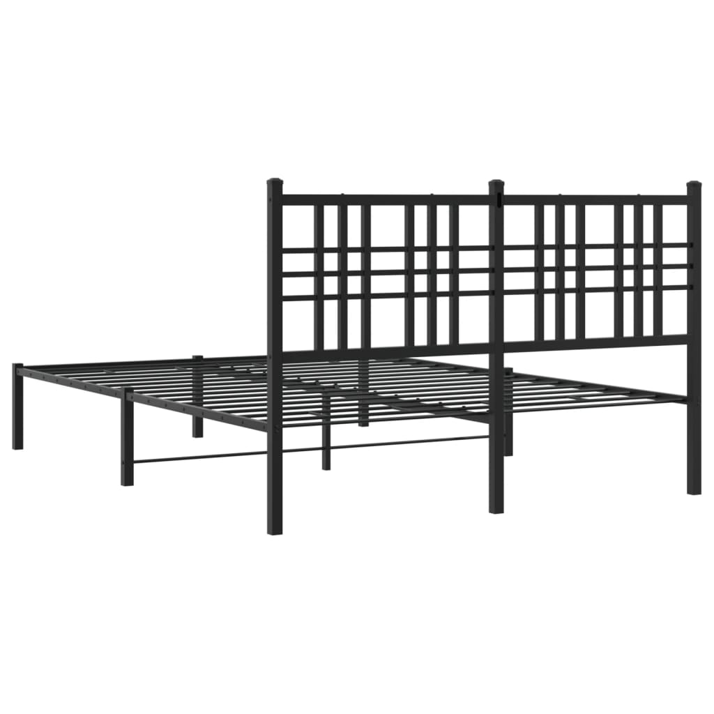 Bed frame with headboard metal black 120x190 cm