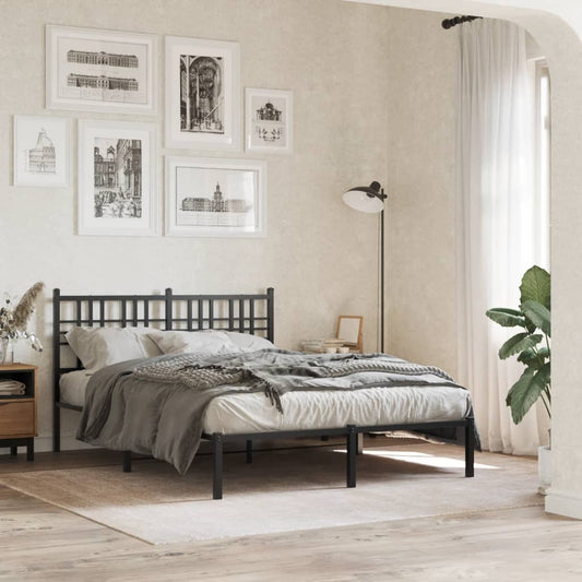 Bed frame with headboard metal black 120x190 cm