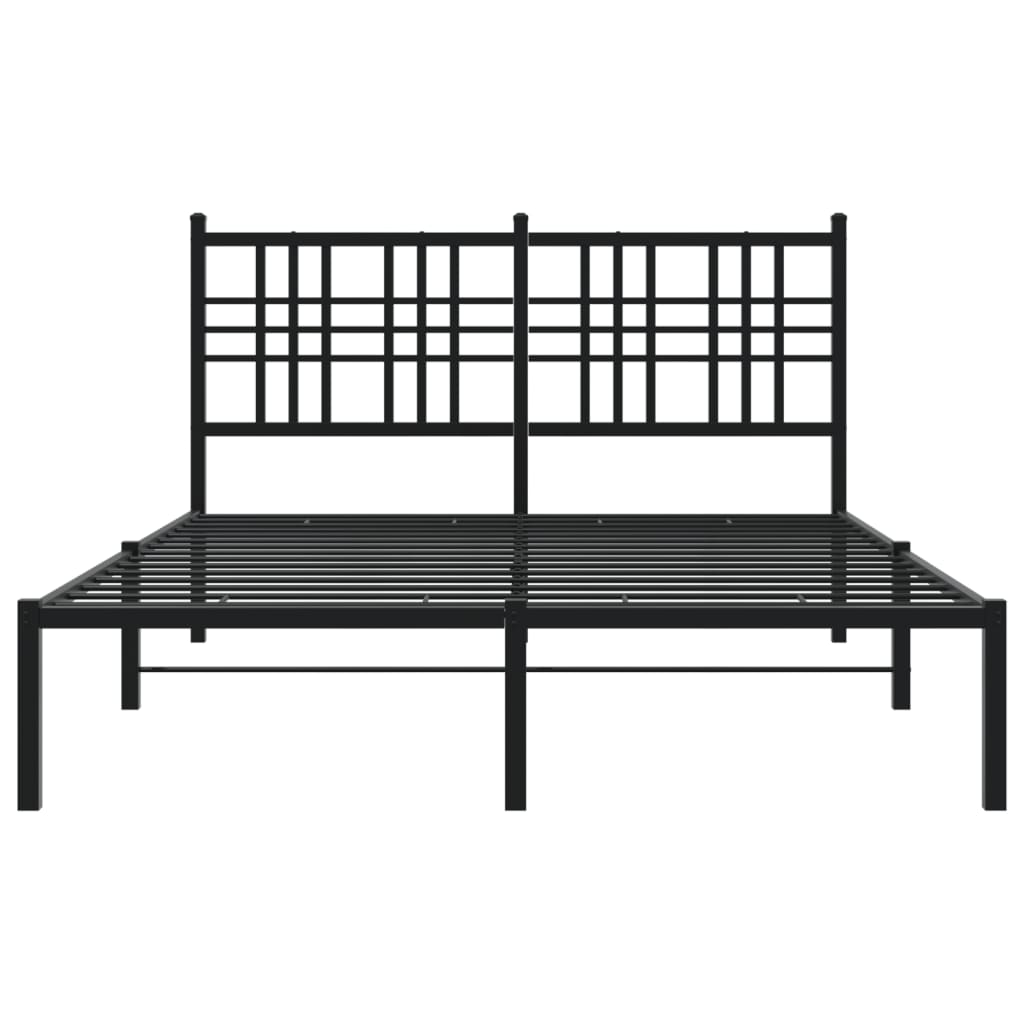 Bed frame with headboard metal black 140x190 cm