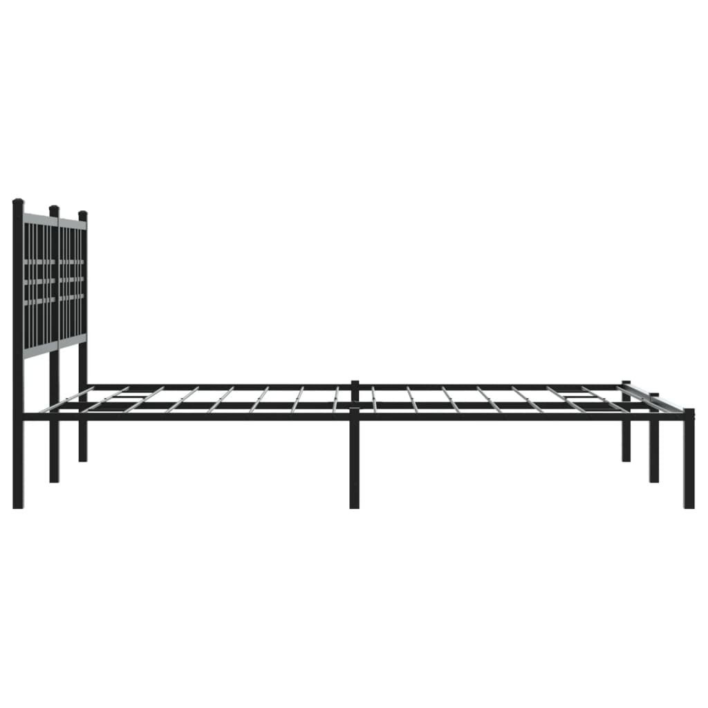 Bed frame with headboard metal black 140x190 cm