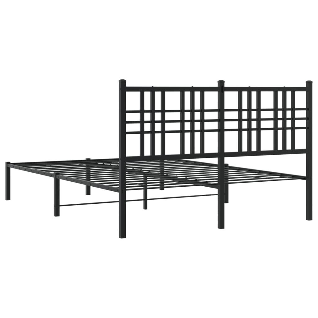 Bed frame with headboard metal black 140x190 cm