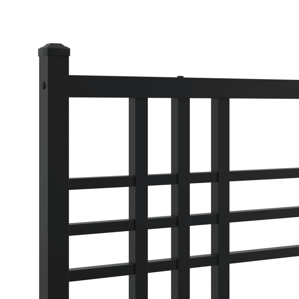 Bed frame with headboard metal black 140x190 cm