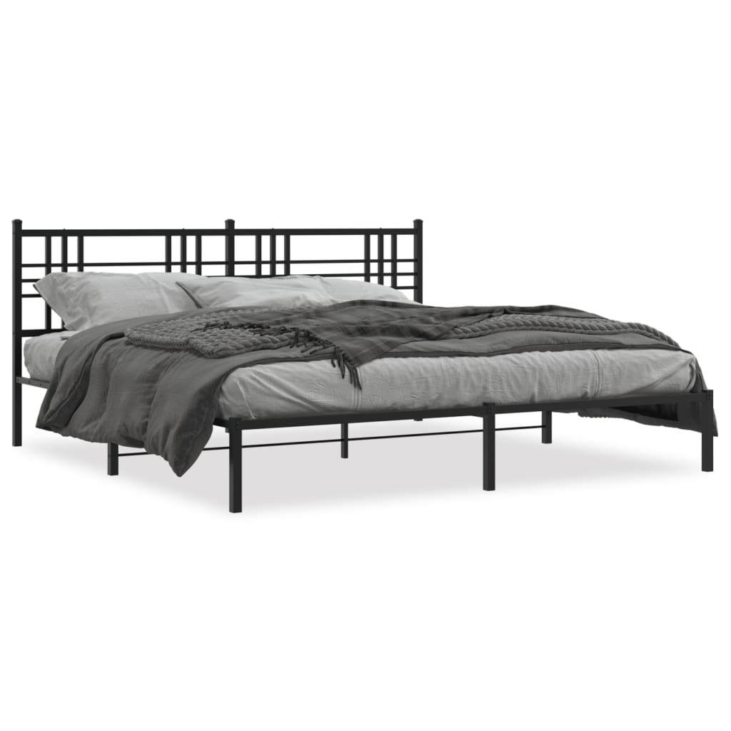 Bed frame with headboard metal black 183x213 cm