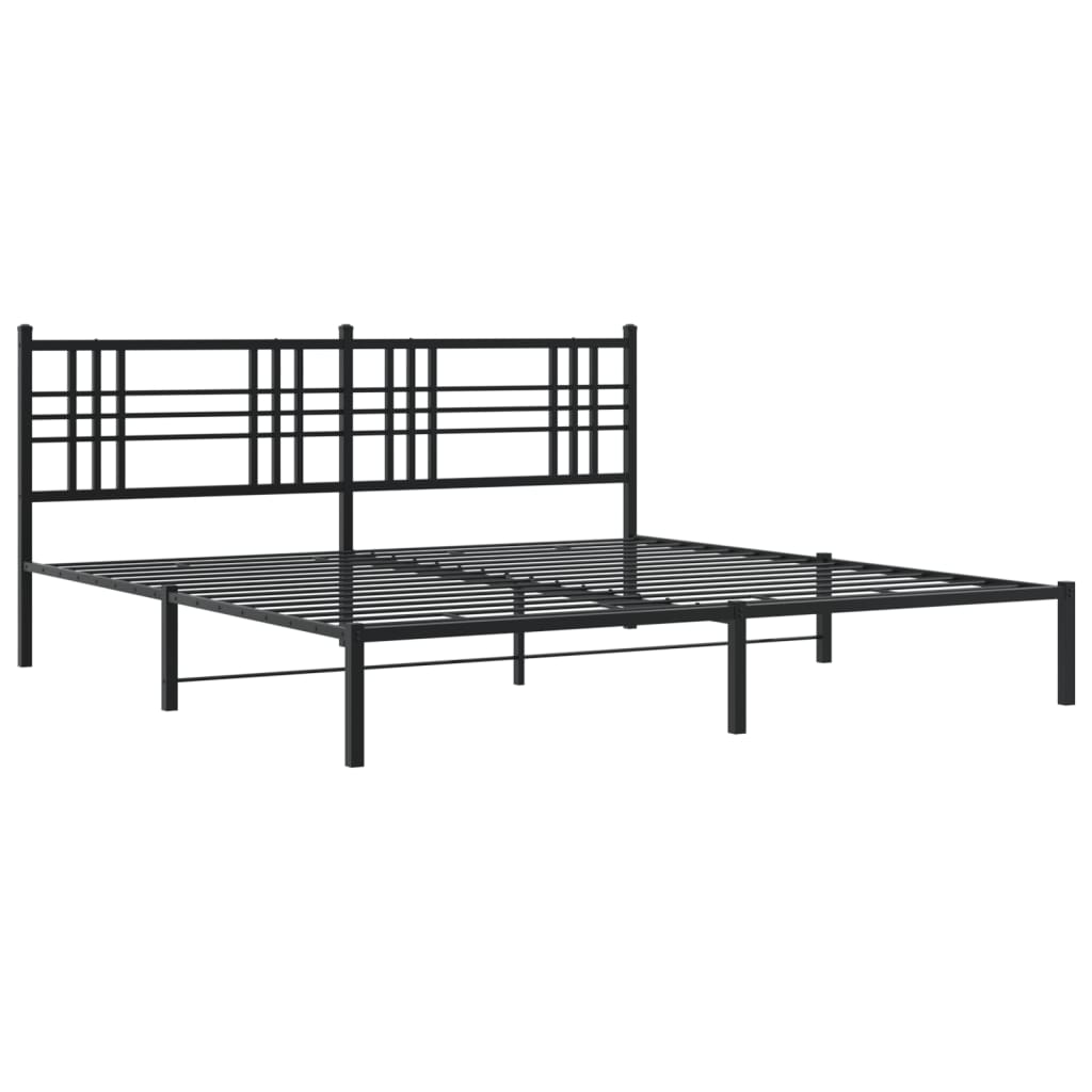 Bed frame with headboard metal black 183x213 cm