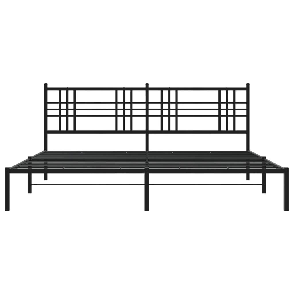 Bed frame with headboard metal black 183x213 cm