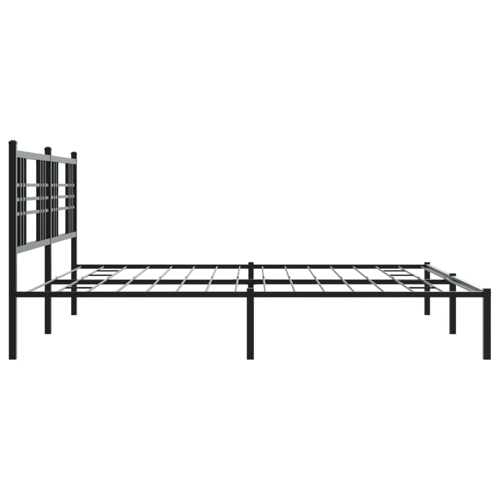 Bed frame with headboard metal black 183x213 cm