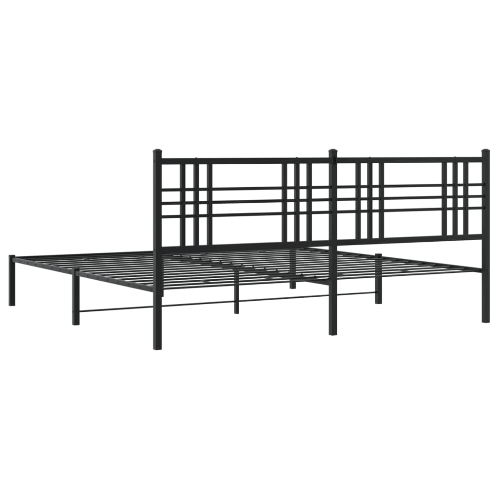 Bed frame with headboard metal black 183x213 cm