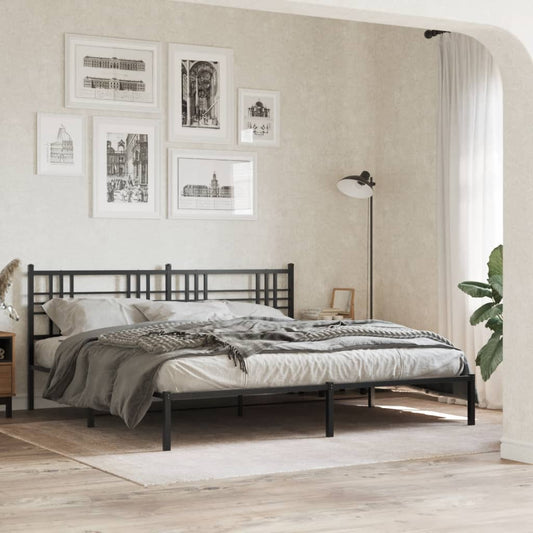 Bed frame with headboard metal black 183x213 cm