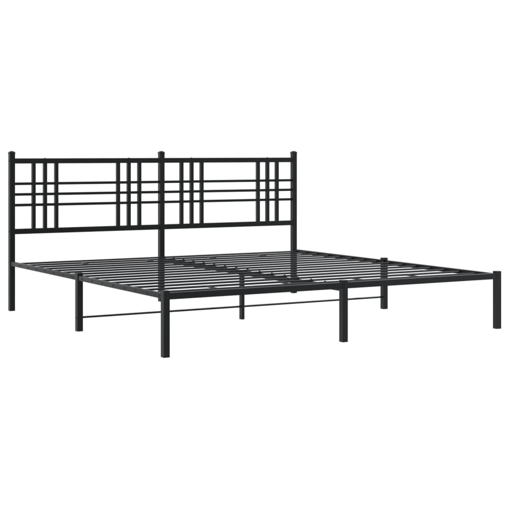 Bed frame with headboard metal black 193x203 cm