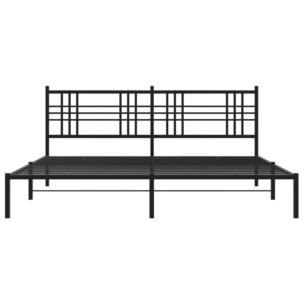 Bed frame with headboard metal black 193x203 cm