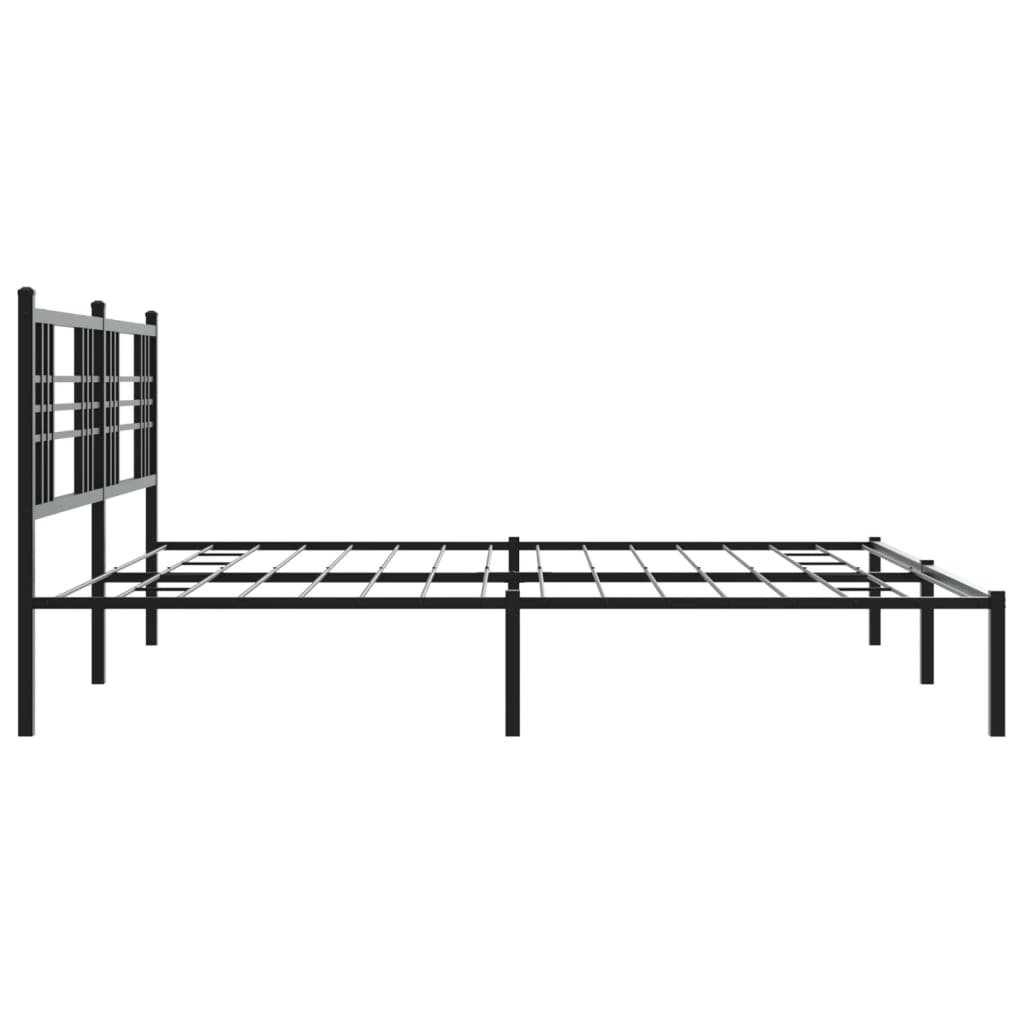 Bed frame with headboard metal black 193x203 cm
