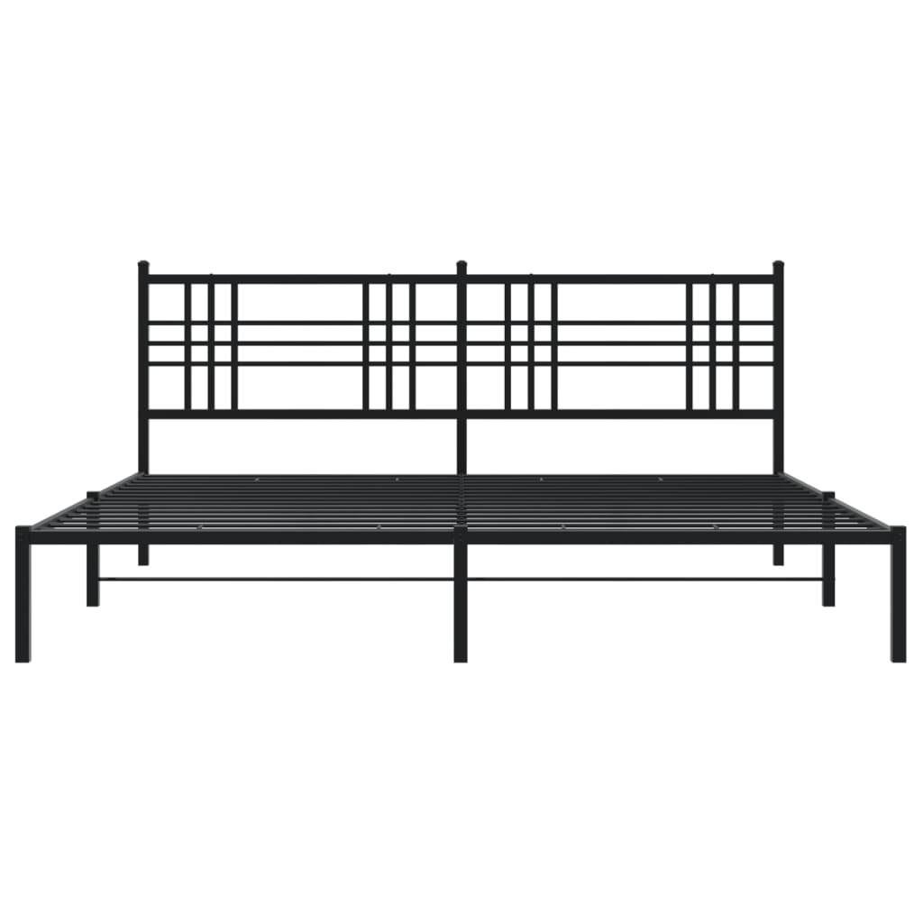 Bed frame with headboard metal black 200x200 cm