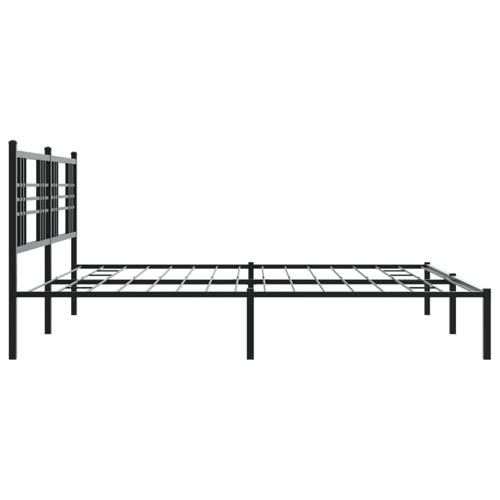 Bed frame with headboard metal black 200x200 cm