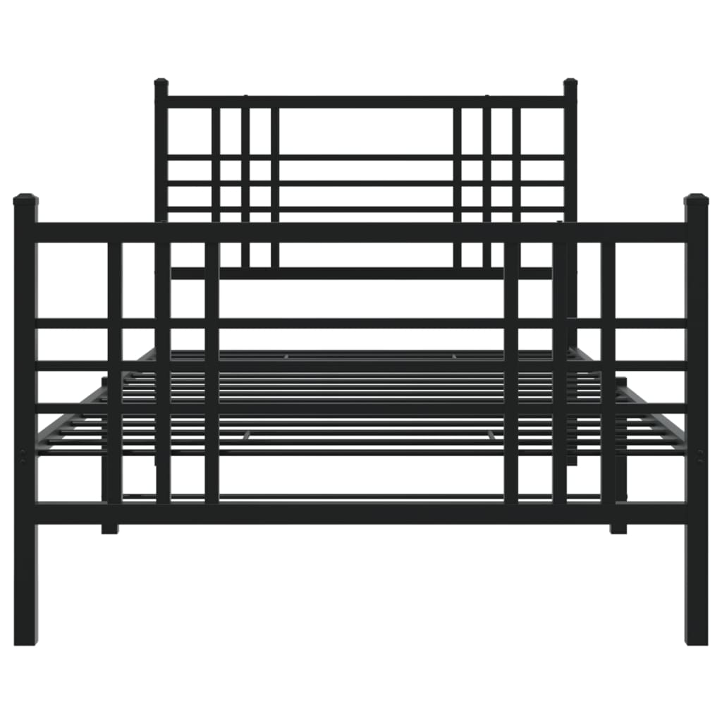 Bed frame with head and footboard metal black 100x190 cm