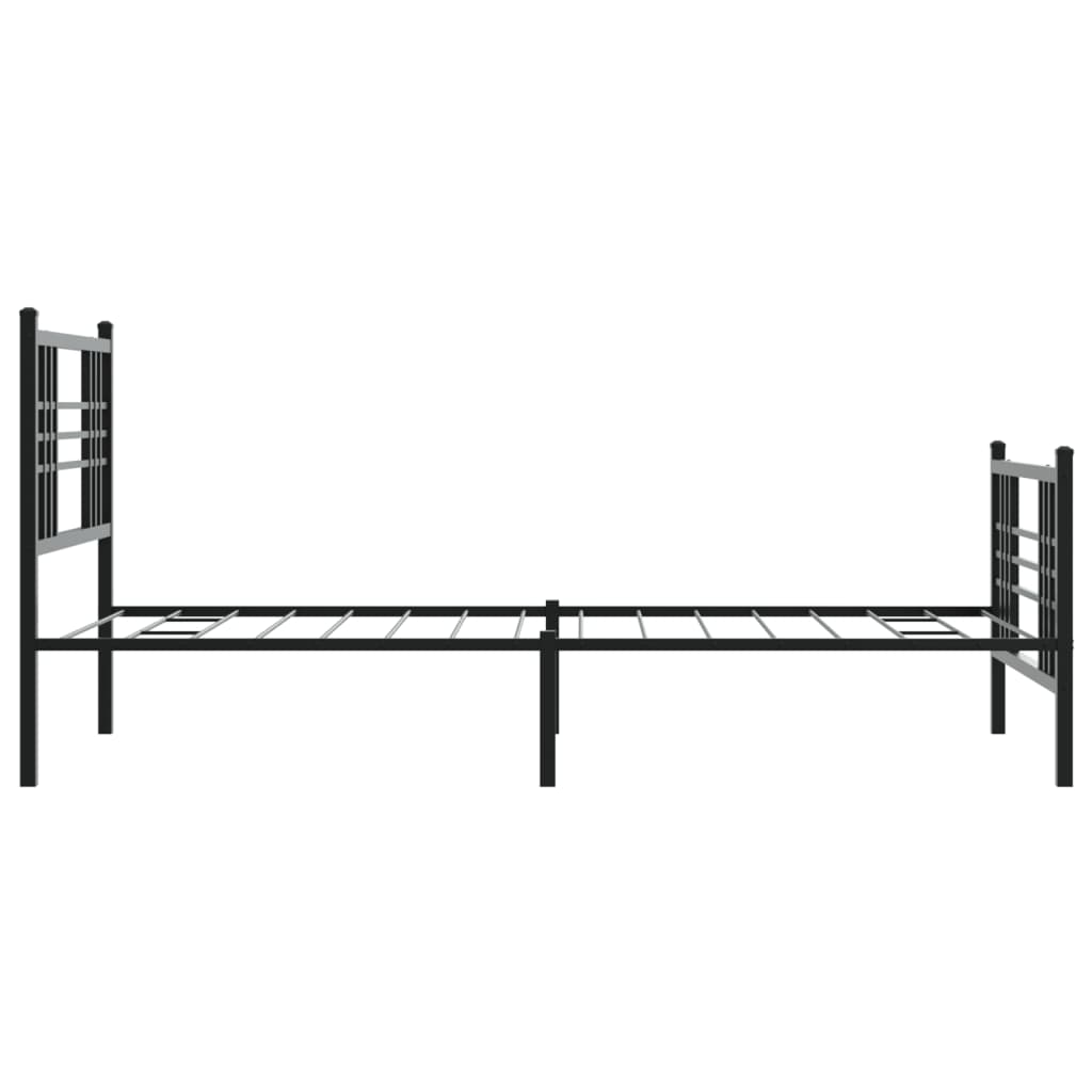Bed frame with head and footboard metal black 100x190 cm