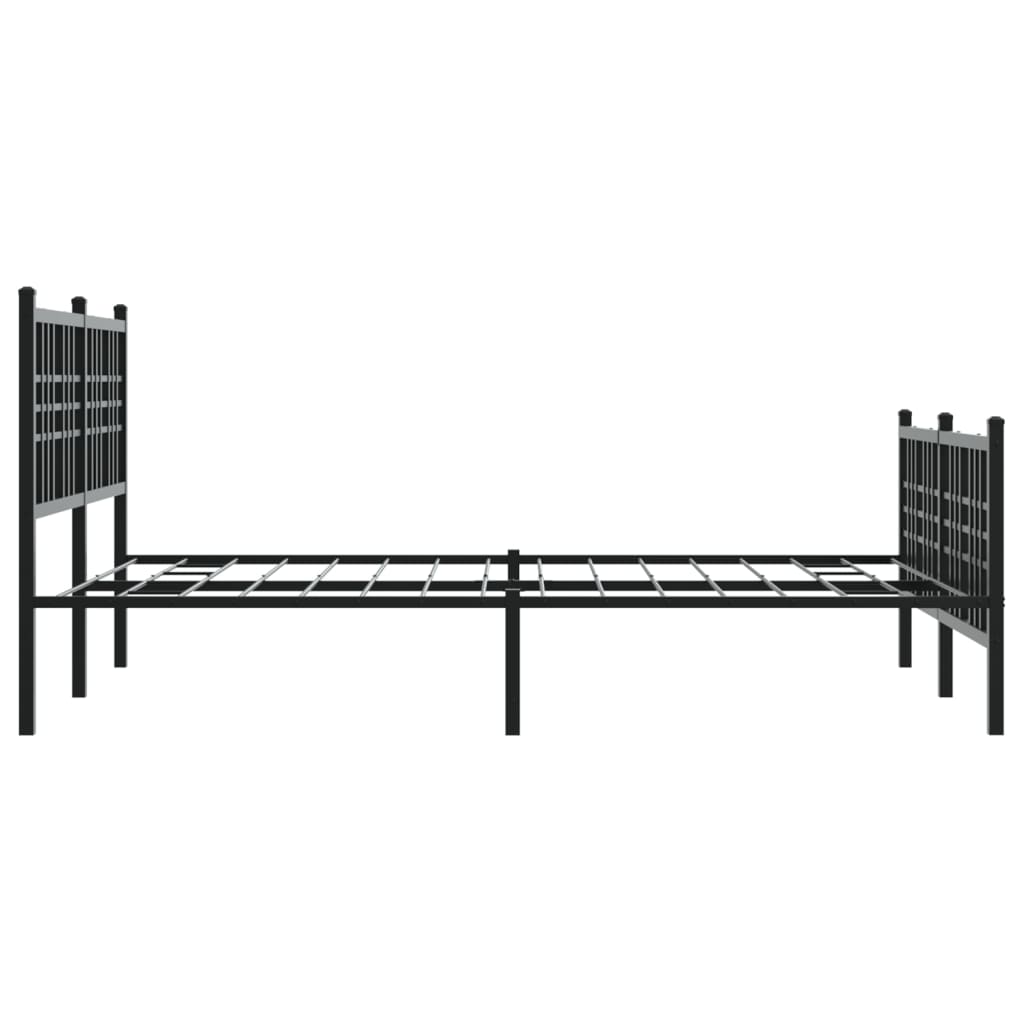 Bed frame with head and footboard metal black 120x200 cm